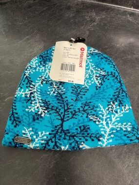 Marmot Kids Teal and Navy Tree-Pattern Beanie